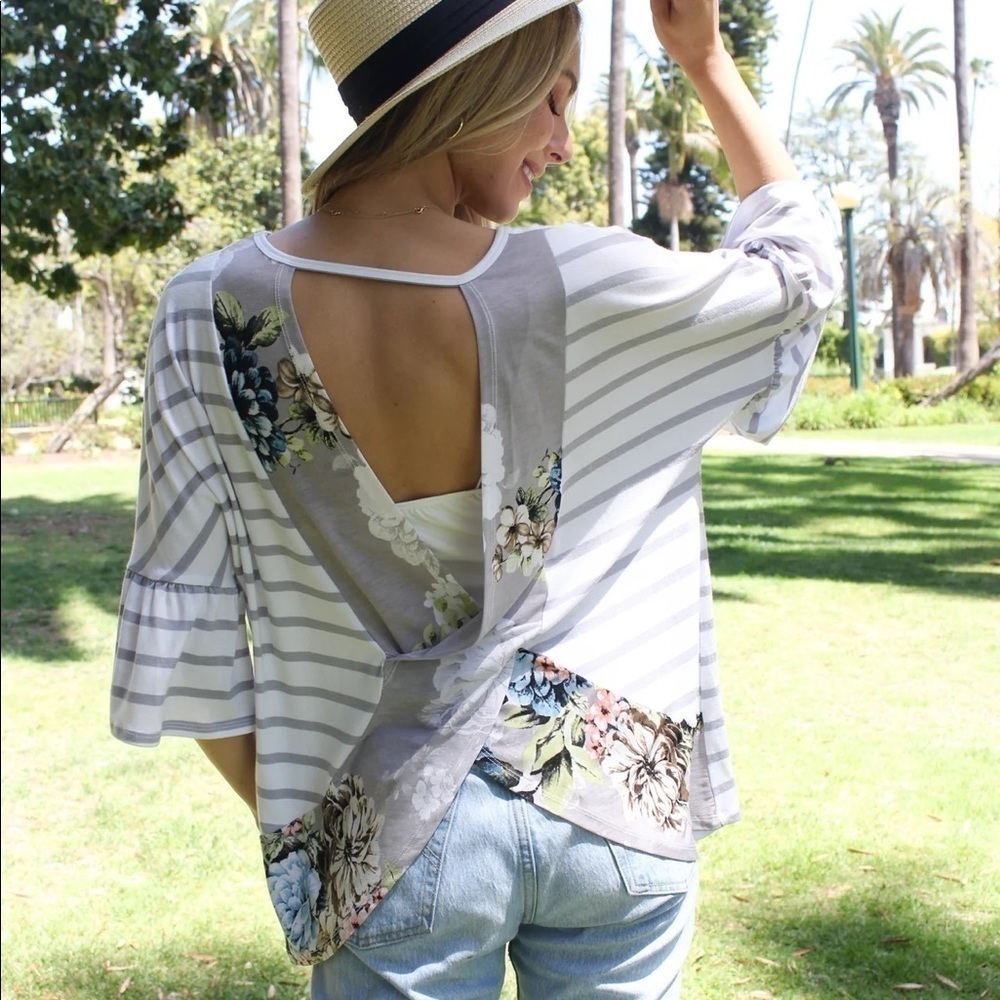 𝅺women's Cut Out Back Batwing Sleeves Top. Super cute and comfortable.